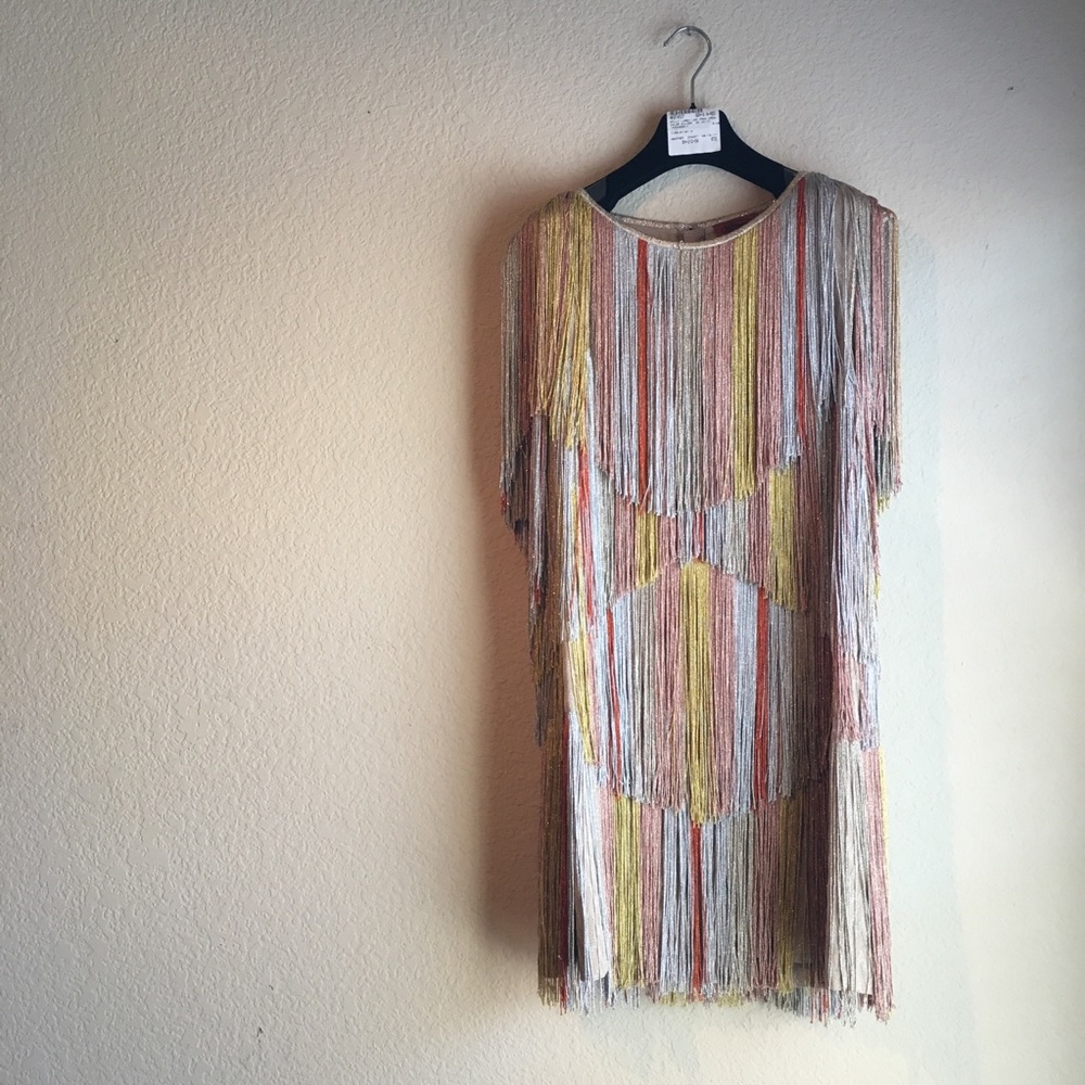 Missoni metallic layered fringe dress